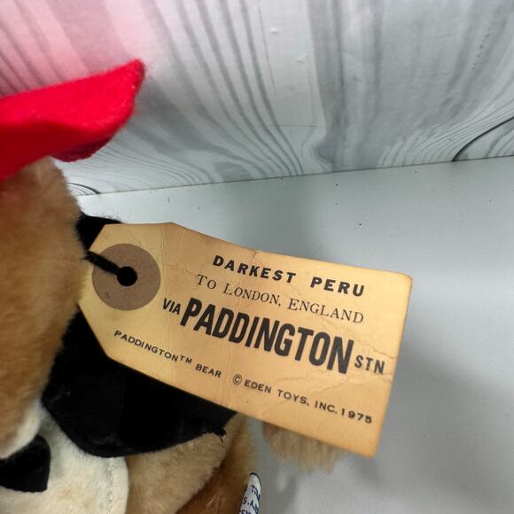 Vintage Eden 1981 Paddington Bear Standing Plush Coat & Hat with Tags - Picture 2 of 8